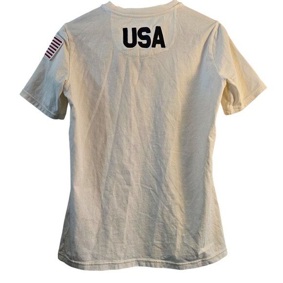 Kappa USA Short Sleeve T-Shirt Mens Medium Cotton White With US Flag & Logo - Picture 2 of 6
